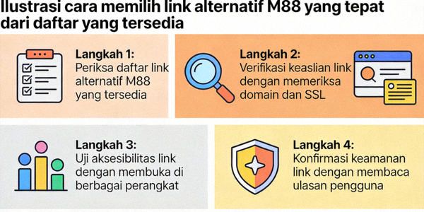 Ilustrasi cara memilih link alternatif M88 yang tepat dari daftar yang tersedia