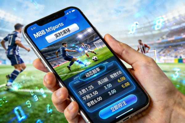 M88 MSports移动版实时滚球投注功能演示，展示比赛进行中的动态赔率